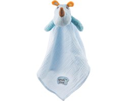 Nici Knuffeldoekje Manuffi Neushoorn 38 X 38 Cm Katoen Blauw