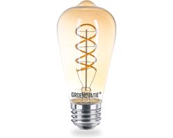 Groenovatie E27 LED Filament Rustika ST64 - Amber - Spiral 6W - Extra Warm Wit - Dimbaar