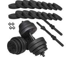 Springos Dumbbells | Gewichten set | Halterset | 16 gewichten | 30 kg | Zwart