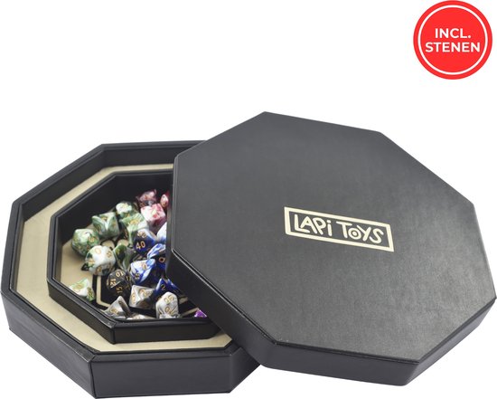 Afbeelding van het spel Lapi Toys - Dungeons and dragons essential kit - D&D polydice tray - Dnd dice tray - Dobbelsteenbak met deksel - Inclusief 5 sets dobbelstenen