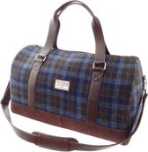 Glen Appin Weekendtas Clyde Blauw Bruin  - Echte Harris Tweed - Made in Scotland