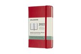 Moleskine 12 Maanden Agenda - 2022 - Wekelijks Horizontaal - Pocket - Hardcover - Rood