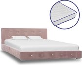vidaXL Bed met traagschuim matras fluweel roze 120x200 cm