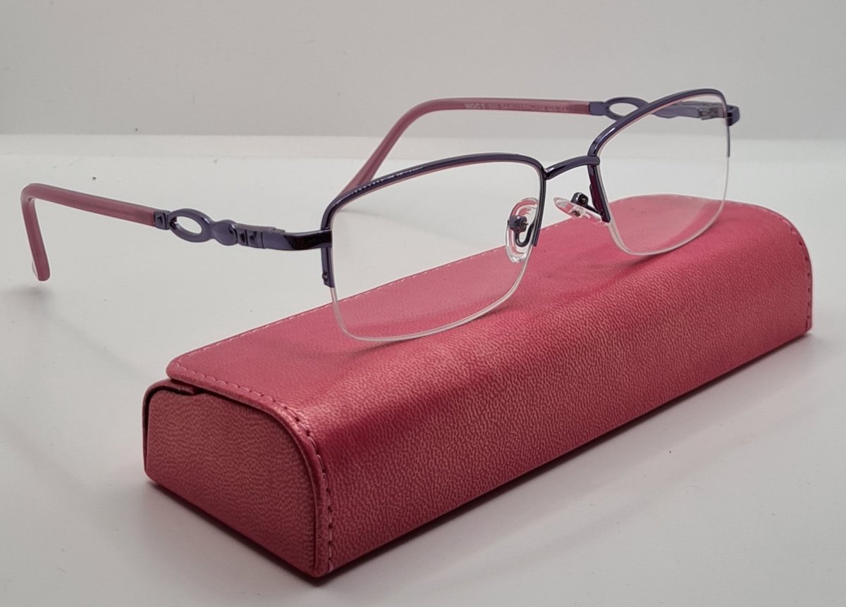 Aland optiek - Bril op sterkte +1,0 - elegante dames leesbril +1.0 - lila - leesbril met brillenkoker en microvezeldoekje - Most 335 C4 - femmes lunettes de lecture - Monture en metal