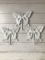 RJB Stone set van 3 wandhaken met vlinder