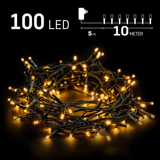 Kerstverlichting buiten - 10 meter 100 LED - Warm Wit - Lichtsnoer - IP44  Stekker met... | bol.com