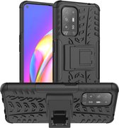 Rugged Kickstand Back Cover - Oppo A94 5G Hoesje - Zwart