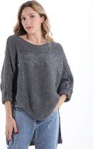 Casual Oversized High-Low Trui - One size - Large Fit - Donkergrijs