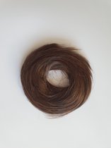 Haarstuk kort elastiek Messy Bun crunchie knot Donker Bruin elegant stijl