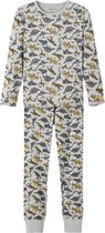 NAME IT NKMNIGHTSET GREY MELANGE DINO INJ Jongens Pyjamaset - Maat 86/92