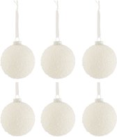 Doos Van 6 Kerstballen Besneeuwd Glas Wit Small