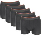 Men Boxershort 5 pack effen zwart met rode streep in tailleband size - M