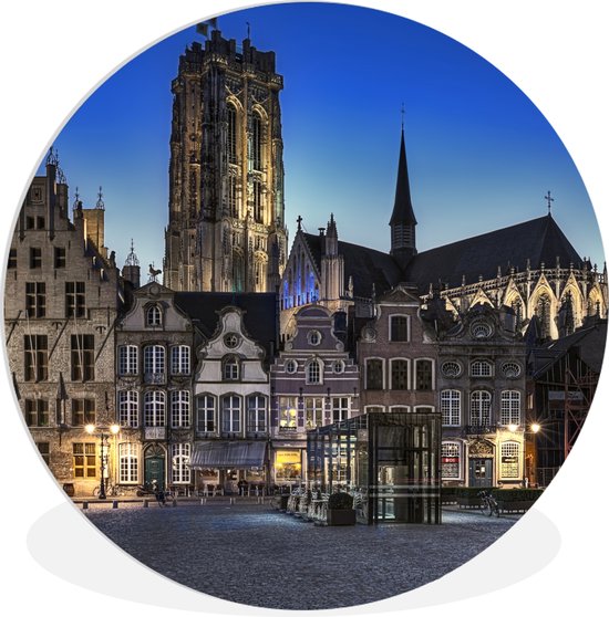 WallCircle - Wandcirkel ⌀ 140 - Marktplaats - Lamp - Mechelen - Ronde schilderijen woonkamer - Wandbord rond - Muurdecoratie cirkel - Kamer decoratie binnen - Wanddecoratie muurcirkel - Woonaccessoires