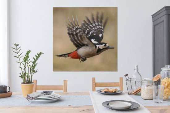 Tableau sur toile Un pic épeiche en route pour nourrir ses petits - 90x90 cm - Déco Décoration murale