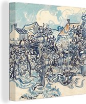 Canvas Schilderij Oude wijngaard met boerin - Vincent van Gogh - 20x20 cm - Wanddecoratie