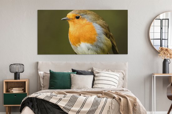 Tableau sur Toile Robin - Branche - Printemps - 160x80 cm - Décoration murale