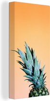 Canvas Schilderij Ananas - Fruit - Oranje - 20x40 cm - Wanddecoratie