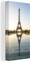 Canvas Schilderij Parijs - Eiffeltoren - Water - 40x80 cm - Wanddecoratie