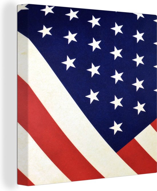 Canvas Schilderij Deel van de vlag van de Verenigde Staten - 50x50 cm - Wanddecoratie