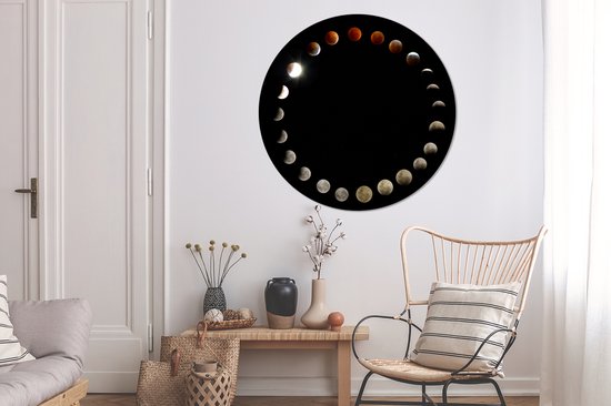 Image séquentielle des éclipses lunaires Cercle mural aluminium ⌀ 120 cm - tirage photo sur cercle mural / cercle vivant / cercle jardin (décoration murale) XXL / Groot format!