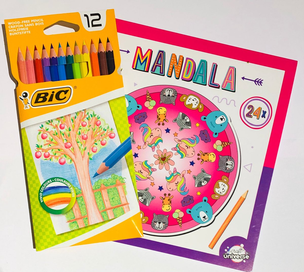 Mandala ''dieren'' & BIC potloden | Kleurboek | Kleurpotloden | Knutselen | Tekenset kinderen | Mandalas | Potloden kind | BIC | Craft Universe