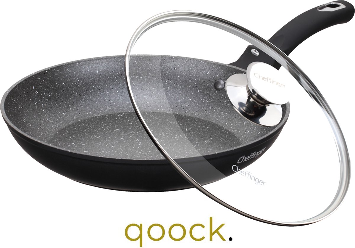 Cheffinger | Koekenpan met deksel | 26Ø | Geschikt voor inductie | Granieten Coating
