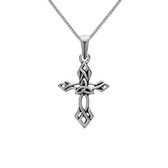 Zilveren ketting dames | Zilveren ketting met hanger, bewerkt kruis met triquetra