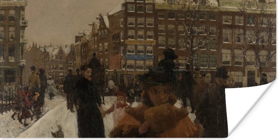 Poster De Singelbrug bij de Paleisstraat in Amsterdam - Schilderij van George Hendrik Breitner - 40x20 cm