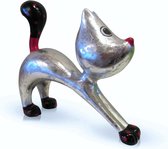 Deco object 'Nieuwsgierige kat Hillie' AR-NP15011 L Silver