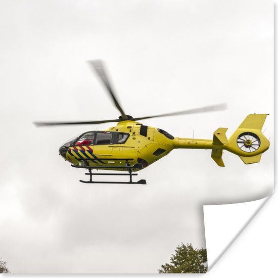 Poster Gele traumahelikopter - 100x100 cm XXL