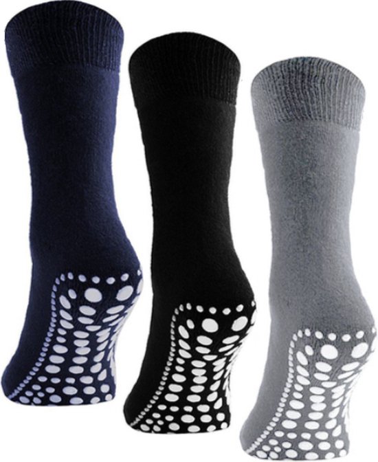 Huissokken anti slip - Antislip sokken - maat 39-42 - 1 paar - Blauw - Budino