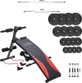 Fitnessbank INC. 75 kg GEWICHTEN - Sportbank + halterschijven + 1 halterstang curl + 1 halterstang recht + 4 dumbbell stangen - multifunctioneel - volledig instelbaar en opklapbaar