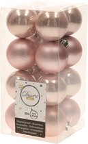 48x Lichtroze kunststof kerstballen 4 cm - Mat/glans - Onbreekbare plastic kerstballen - Kerstboomversiering lichtroze