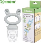 Haakaa Fruitspeen & Bijtring | Grijs - Fresh Food Teether 2 in 1 | Eerste hapjes | Vanaf 4 maanden