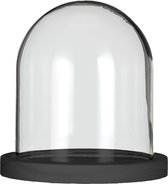 Ideas 4 Seasons Decoratie stolp - glas - houten zwart plateau - D12 x H13 cm