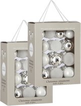 52x Glazen kerstballen wit 5-6-7 cm - Kerstboomversiering/kerstversiering kerstballen van glas