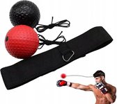 Double Box Reflex Ball - Head Box Ball Reflex Ball Kickboxing Fitness Home - DIY Mini Fitness Workout Boxe Speed Ball Punch Trainer Bandeau - Boxe/ Kickboss - Entraînement de Boxe Arts Martiaux - Pour Enfants/ Adultes - Zwart/ Rouge