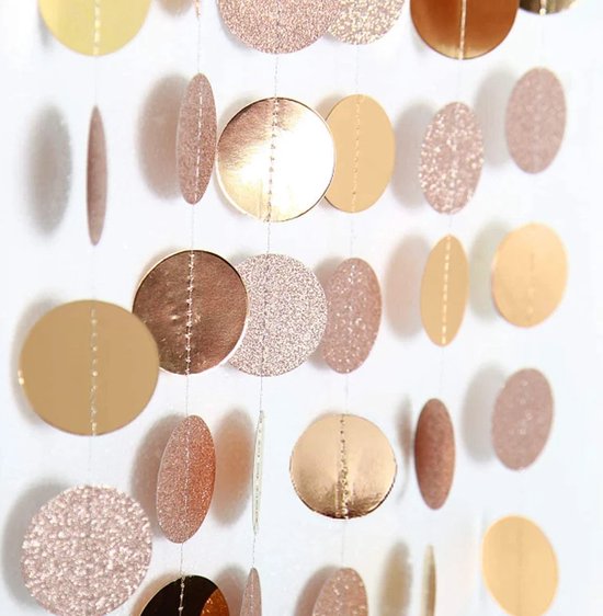 Papieren slinger, glitter, ronde banner, 4 stuks kleurrijk