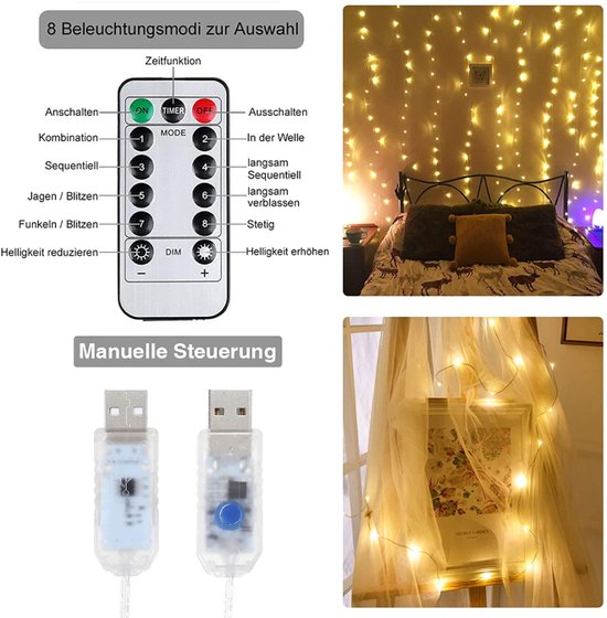 Lichtgordijn 400 LED Kerstdeco Warmwit 15 Meter