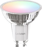 Ledvion Smart RGB+CCT GU10 LED Spot, Wifi-verlichting, Wifi-licht, dimbaar, 5W, 345 Lumen, compatibel met o.a. Alexa en Google Home