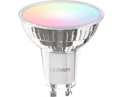 Ledvion - Smart RGB+CCT GU10 LED Spot - 4,9W - 345L - Dimbaar - Wifi-Alexa & Google Home