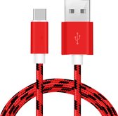 All Round Products USB-A naar USB-C 2m - Tijger patroon Rood/Zwart oplaad kabel