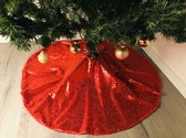 Kerstboomrok - Kerstboomkleed - Handmade by Gustiana met rode pailetten - ø100 cm