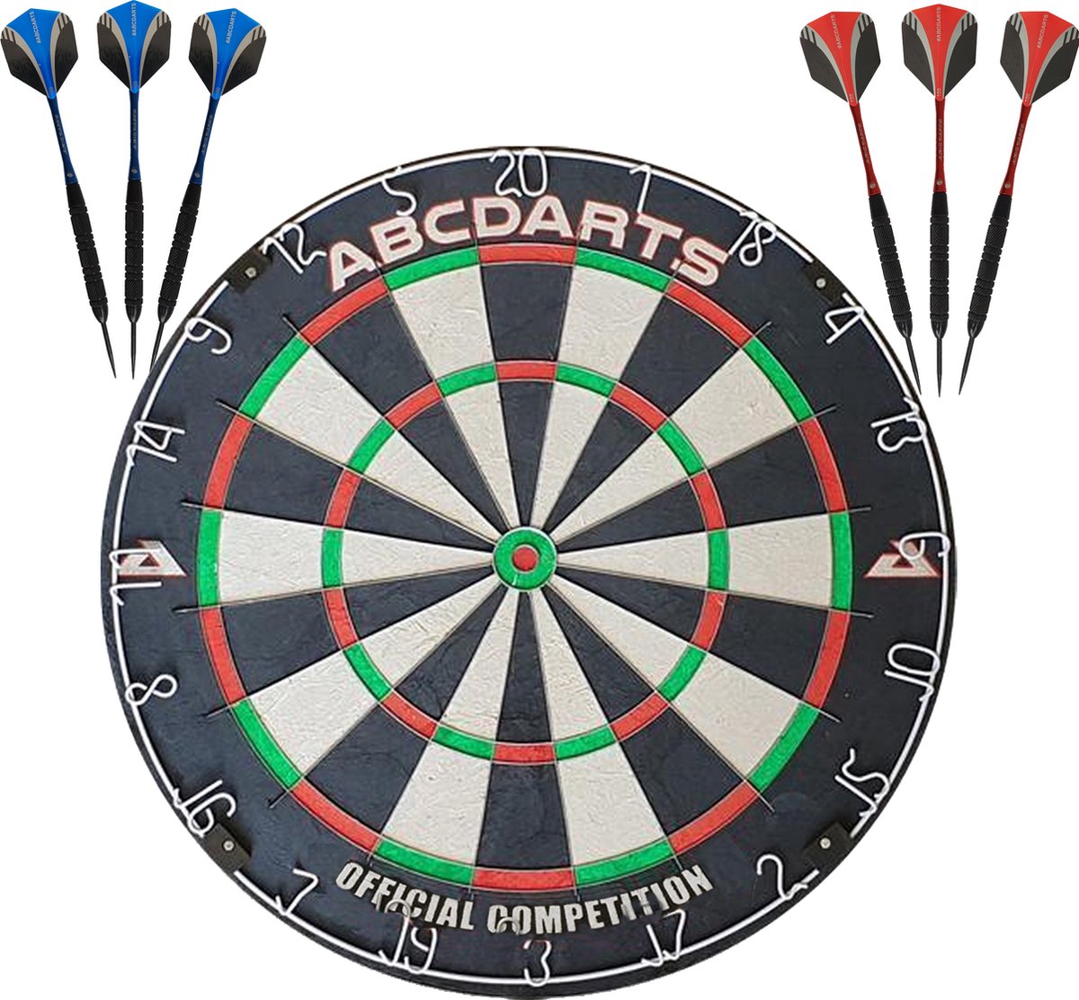 ABC Darts - Dartbord HQ Pro Edition + 2 Sets 23 gram Brass Dartpijlen