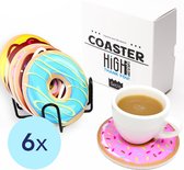 HighSupply Design Onderzetters van Keramiek voor Glazen met Houder – 6 Onderleggers Glazen – Coasters – Rond