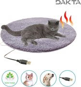 Elektrische deken huisdier |  Ø 41cm | Hondenkussen | USB plug | Katten kussen | 1 temperatuurniveau: 28°C  | Anti slip | Grijs