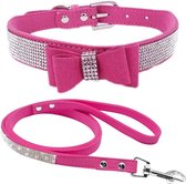 Halsband Hond - Luxe Hondenhalsband met Diamantjes - Roze