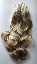 Clip in Haarband met haar haarstuk lang slag licht bruin wit blond mix