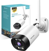 Faseras Vision HM311 WiFi/Ethernet Beveilingscamera - 2K 3MP IP Camera met Night Vision - Two Way Audio - Motion Detection - Wit