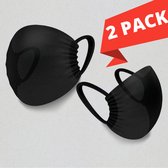 Mondmasker Zwart niet medisch - 2 pack – mondkapje wasbaar – OV – Brildrager – Herbruikbaar – Doorzichtig – kind – Transparant – NIEUW
